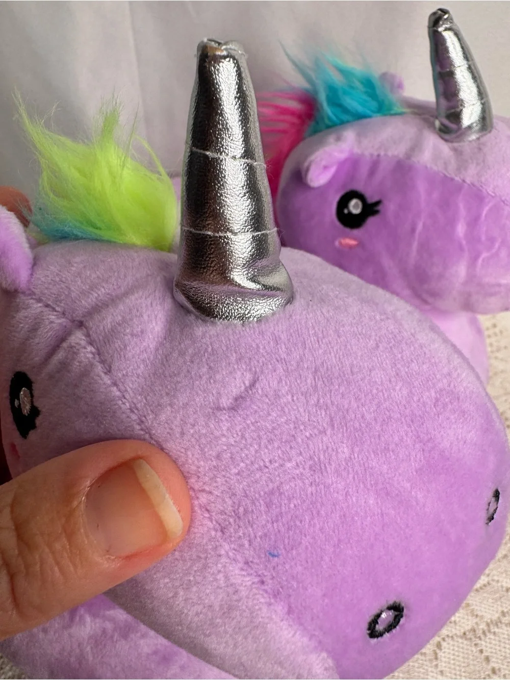 Mod Lines Unicorn Plush Slippers Purple Rainbow Mane Women’s Size 7.5-9 NWT